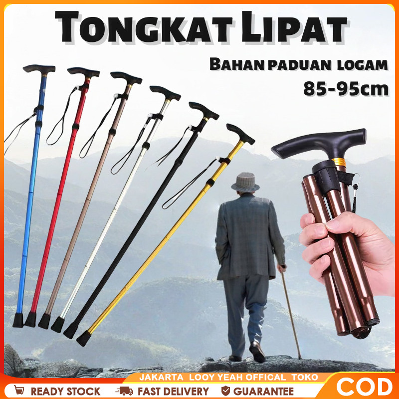 Tongkat Lipat Tongkat Lansia Lipat Tongkat Hiking Lipat Tongkat Hiking Ringan Anti Slip Tongkat