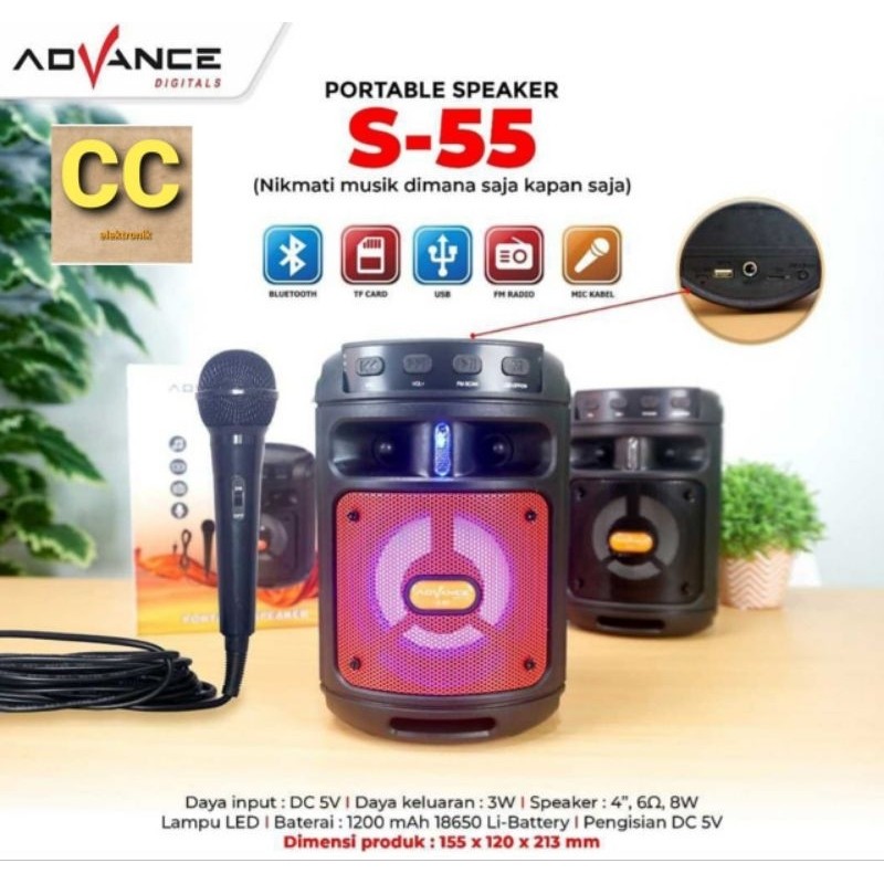 ADVANCE PORTABLE SPEAKER BLUETOOTH S-50 SPEAKER ADVANCE S 50 GARANSI RESMI