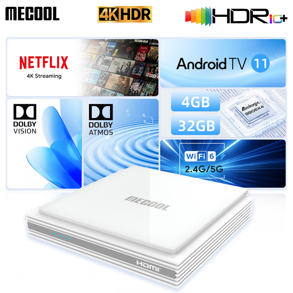 MECOOL Android TV Box KM2 Plus Deluxe With Netflix 4K Certified Dolby Atmos/Dolby Vision 4+32G WiFi6