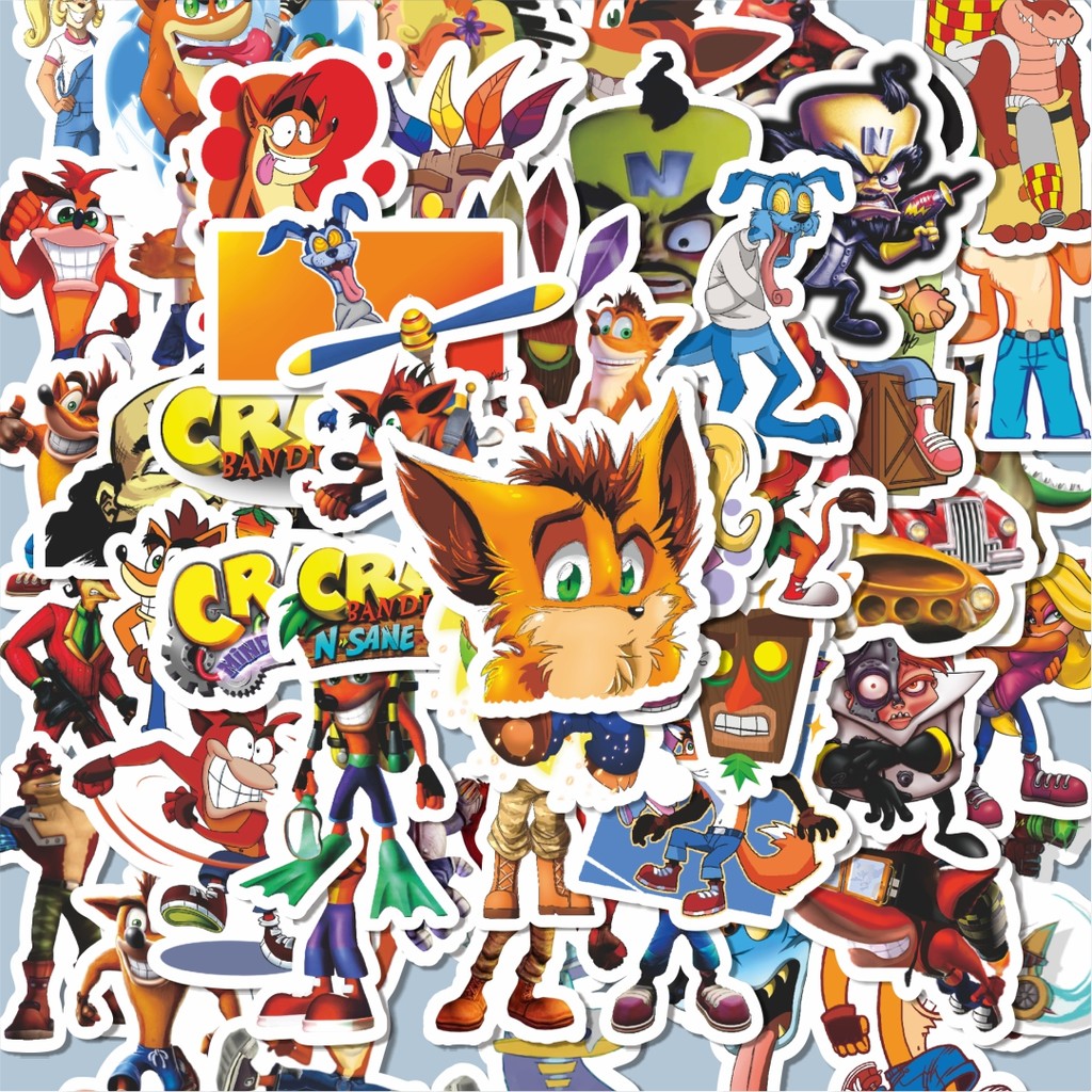 

100PCS Lucu Stiker Game Series Crash Bandicoot Character 2 Stiker Aesthetic Stiker Anti Air Stikers Berperekat Waterproof sticker decal buat Motor Helm Buku Journal Koper Casing HP Laptop Botol Minum Hadiah anak