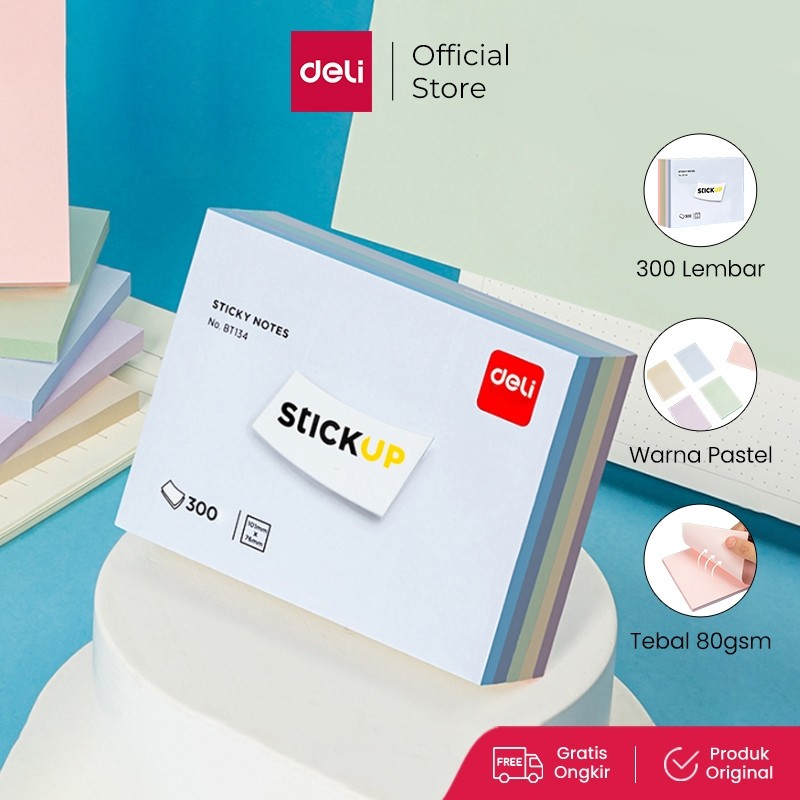 

Deli Memo Tempel / Sticky Notes 300 Lembar 5 Warna BT13X