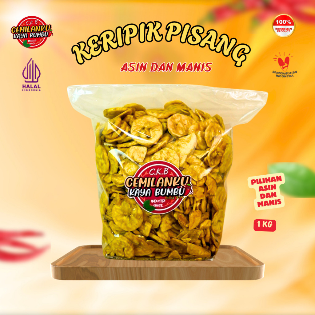

Cemilanku - 1KG Keripik Pisang Premium Varian Rasa Asin Guruih dan Rasa Manis