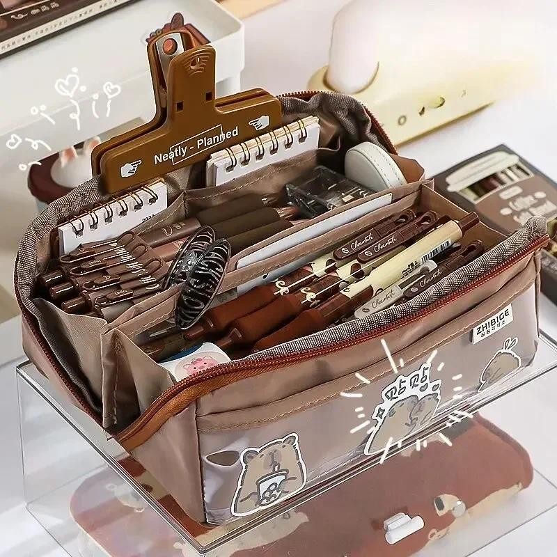 

10-tier Card-pibara High-capacity Transparent Pen Bag with Beautiful Appearance, Multi-functional Pencil Case for Children