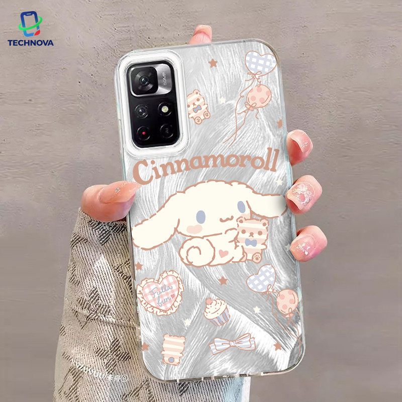 Casing Redmi Anjing kayu manis kartun IMD Hologram Feather Case Fashion Cocok untuk Redmi Note 9A 9I