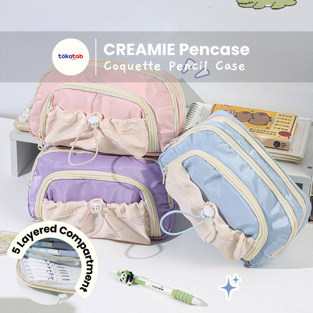 

Tokotab - CREAMIE Pencil Case Tempat Pensil Coquette Stationery Box Minimalist Kotak Pencil Tempat Pencil Pen Pouch ‌Tempat Alat Tulis Siswa Kotak Pensil Tali Serut
