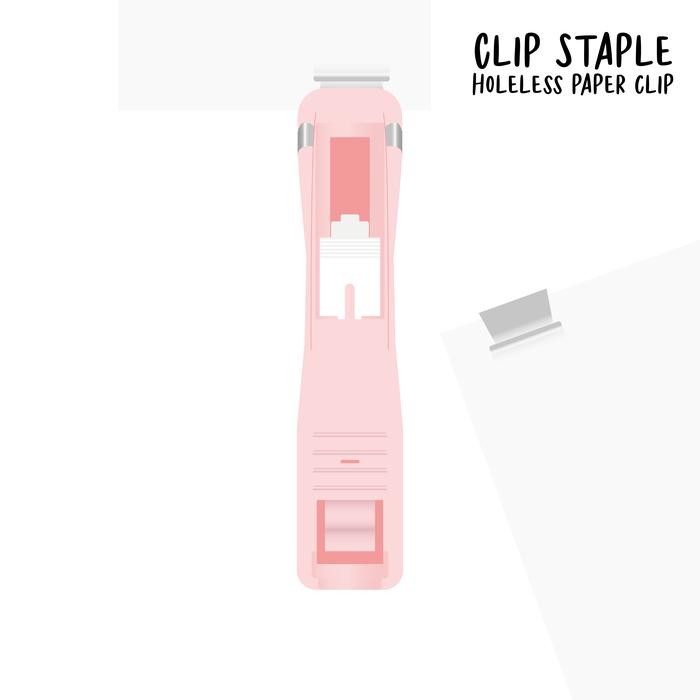 

Promo Paperie Lab - Clip Staple Klip Kertas tanpa lubang Metal Plastic Binder Stapler Stationery - pink