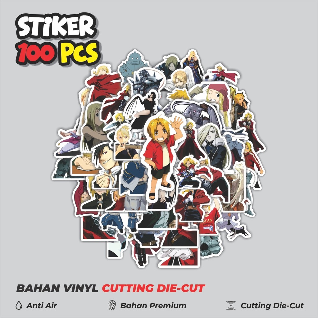 

Terbaru! 50 pcs Stiker Anime Series Full Metal Alchemist Character Mix 4 Dekorasi Lucu Kreatif untuk Notebook, Skateboard, HP