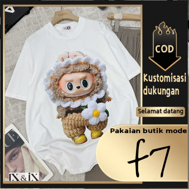 F7Nivalis Combed kode LABUBU FLOWER kaos wanita oversize bigsize jumbo premium import bangkok