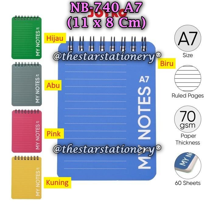 

(1 Biji) GROSIR Spiral Book JOYKO NB-740 A7 60 Lembar Buku Catatan Bergaris Joyko NB-740 (1 Biji)