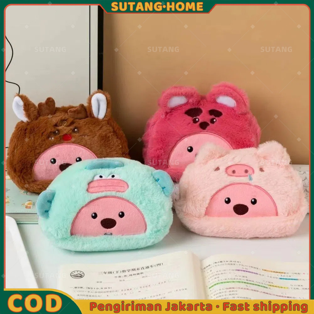 

【SUTANG】Kotak Pensil Boneka Bulu Make Up Pouch LOOPY Pencil Case Edition Pencil Case Stationery Bag Kawaii Unik Rusa Hangdoyon