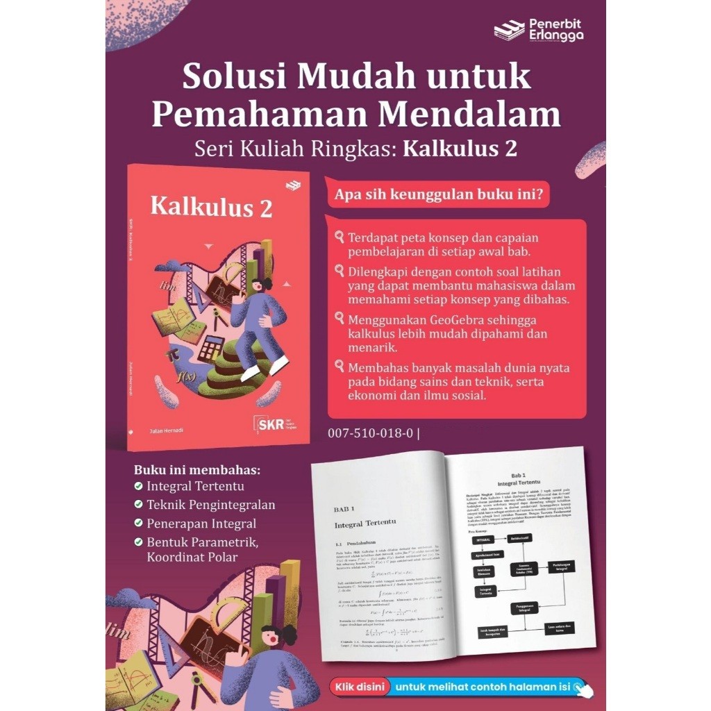 [Erlangga Official] Buku Referensi Perguruan Tinggi: Seri Kuliah Ringkas Kalkulus 2 - Julan Hernadi