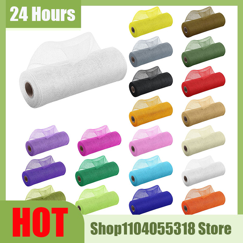 

10 Yards Deco Poly Mesh Ribbon With Foil 10 Inches Wide Metallic Ribbon For Wreaths Swags Bows Wrapping Christmas Diy Decoration