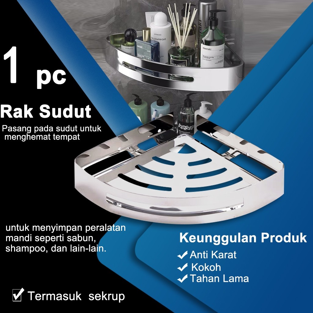 Rak Sudut Susun Tunggal Ganda Lemari Sabun Gantungan Kamar Mandi Toilet Dapur Dinding
