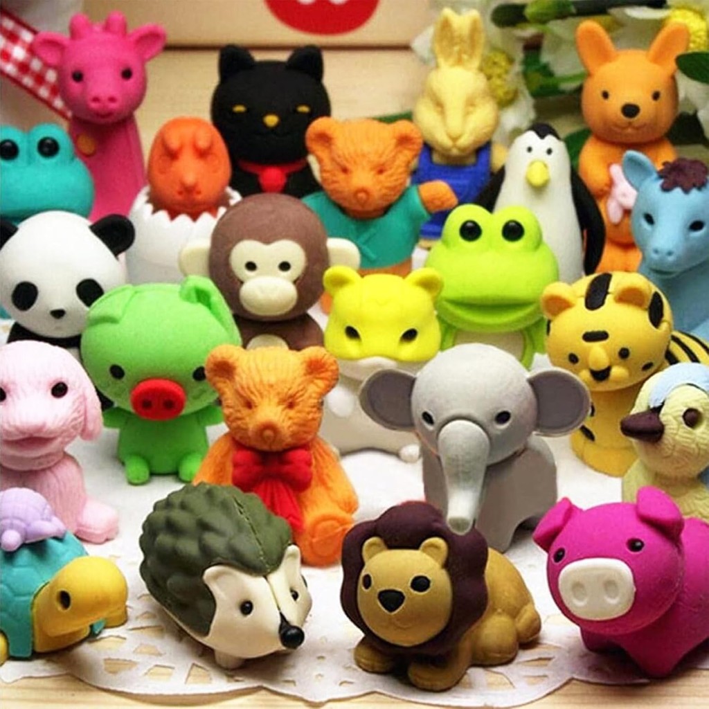 

10/30pcRandom Animal Erasers for Students, Cute Desk Pets for Classroom, Easter Basket Stuffers,Cool 3D Puzzle Mini Erasers Bulk