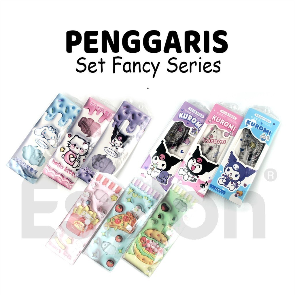 

♚1set Penggaris Set 4in1 / Penngaris Set Cover Fancy 4in1♚