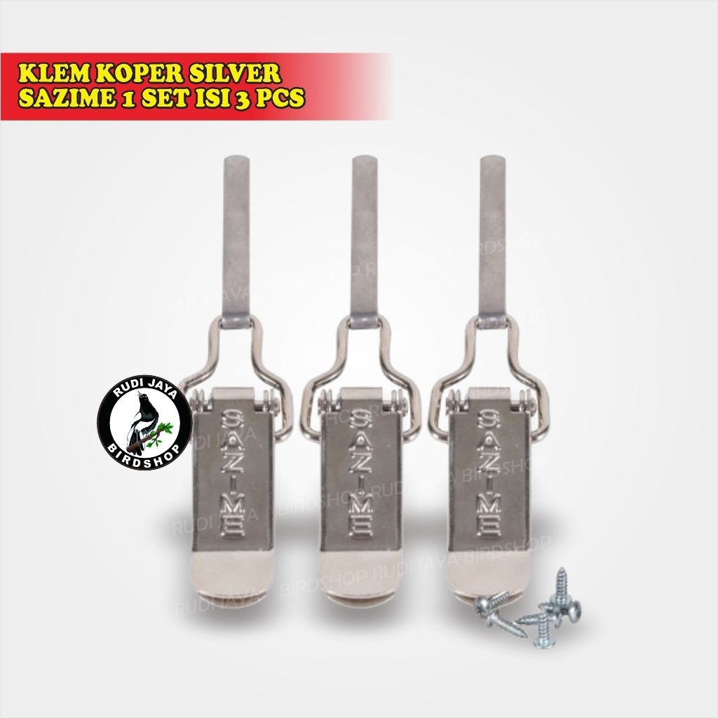 JUAL KLEM KOPER SILVER SAZIME 1 SET ISI 3 PCS JEPIT PENJEPIT TEBOK SANGKAR BURUNGLOVEBIRD MURAI ANIS