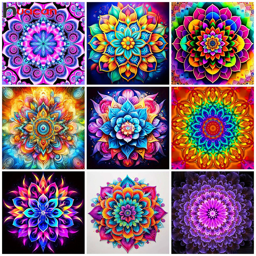 

Huacan Full Diamond Painting Flower Diy 5d Diamond Mosaic Mandala New Collection Home Decorative Picture Of Rhiestones Set
