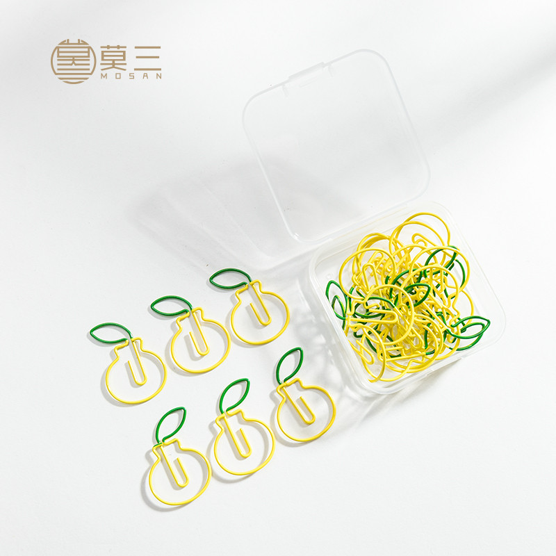 

Kawaii Stationery Orange Lemon Paper Clip Boxed Bookmark Creative Cute Paperclip Office Paper Clips Metal Cute Clip Bookmark