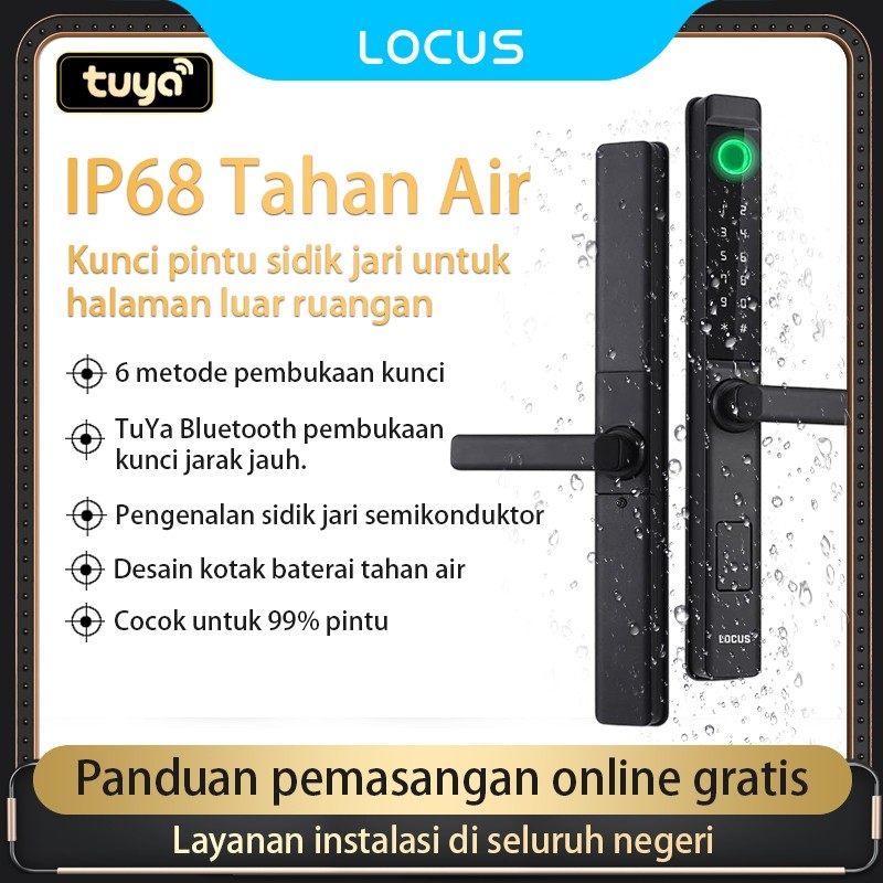 NEW Locus S4 Waterproof Smart Door Lock, Kunci Pintu Geser, Kaca, Kunci Pintu Digital Sidik Jari, Bl