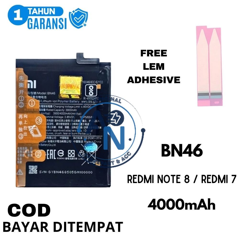 BATERAI BATRE XIAOMI REDMI NOTE 8 / REDMI 7 BN46 4000MAH BATTERY ORIGINAL BERGARANSI