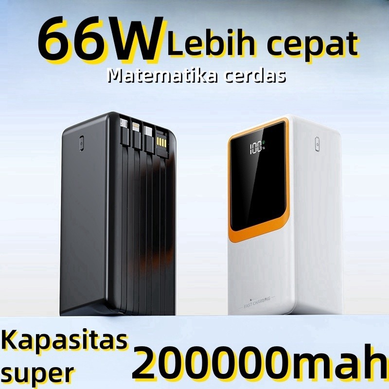 Power Bank Robot 200000mAh 66W Original Fast Charging 4 Output 3 Sudah termasuk 4 kabel Power Bank B