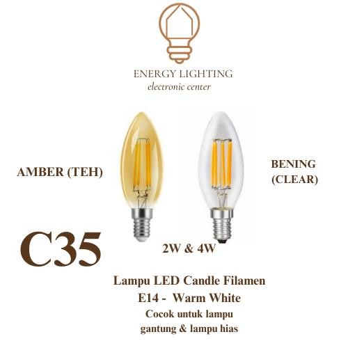 Lampu Candle LED filamen e14 2W 4W