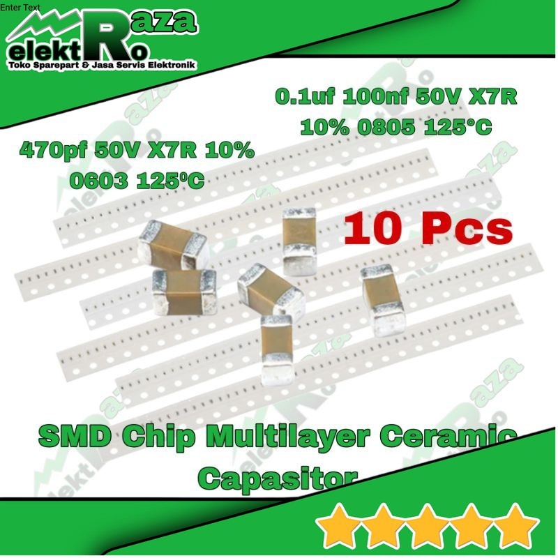 25 Pcs Kapasitor Keramik Multilayer SMD 0603 471 470pf 50V dan SMD Multilayer Ceramic Capasitor 0805
