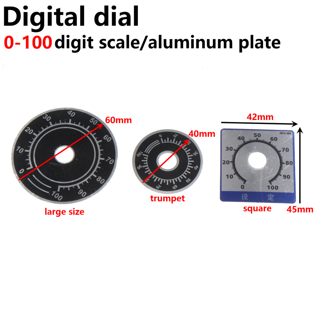 

50/20PCS 0-100 digital dial dial plate Aluminum label A03 knob cap WTH118 RV24 WX050 potentiometer