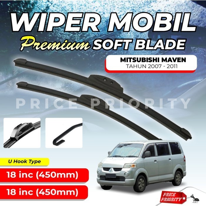 NAJMAH.ID Wiper Mobil Soft Blade Mitsubishi Maven Karet Wiper Frameless Anti Baret Custom Fit Premiu