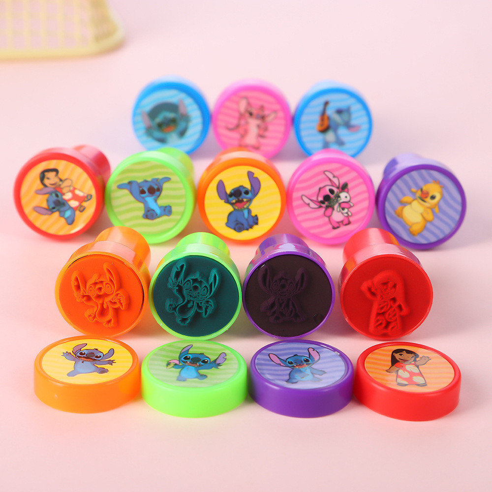

12pcs Stitch Stamps for Card Making Kids Disney Kawaii Stamp New Teacher Rewards Accessory Stationery Children Classic Toys Gift