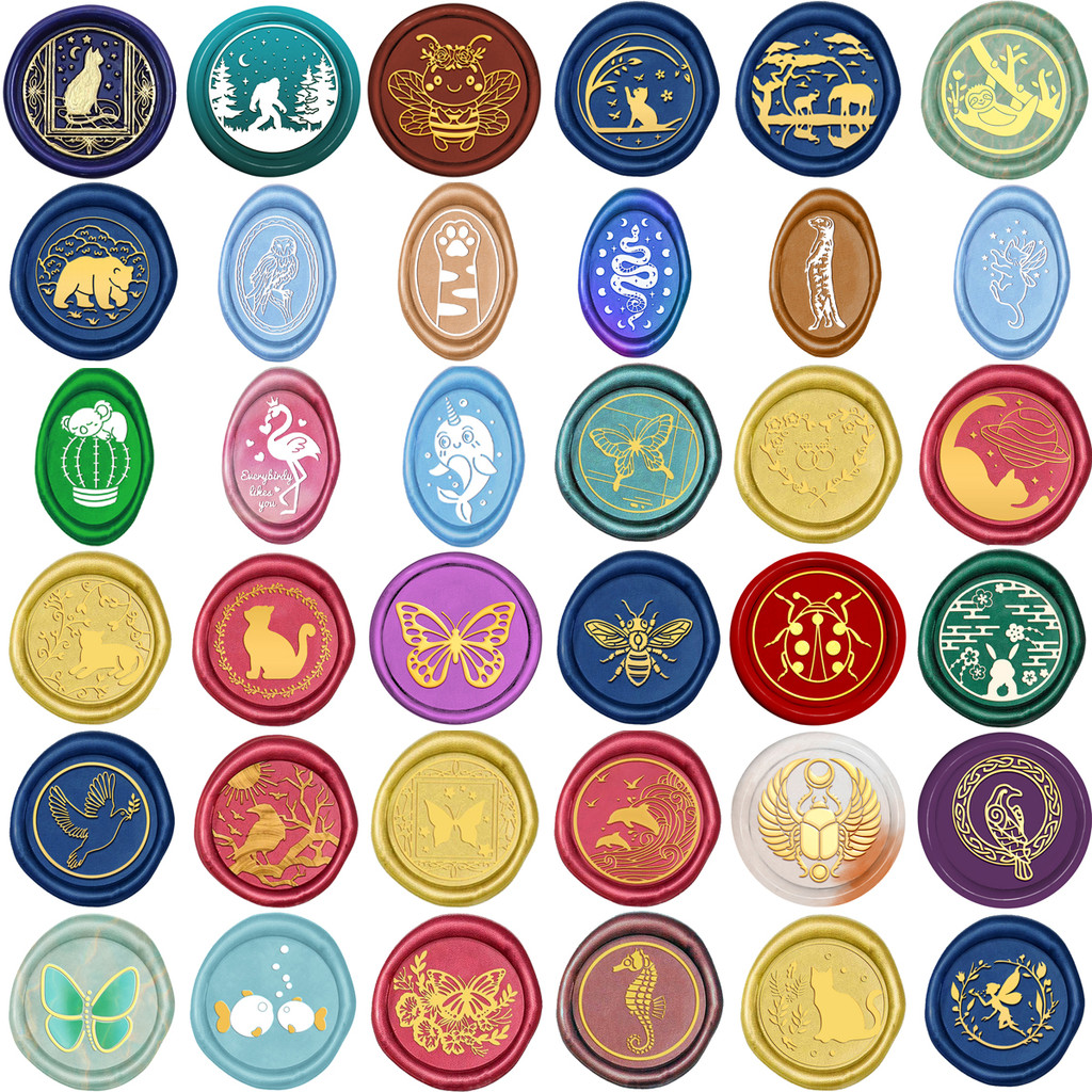 

Wax Seal Stamps Koala Cat Bear Bee Butterfly Bird Creature Pattern 25mm Removable Head for DIY Birthday Greeting Card Craft 2024