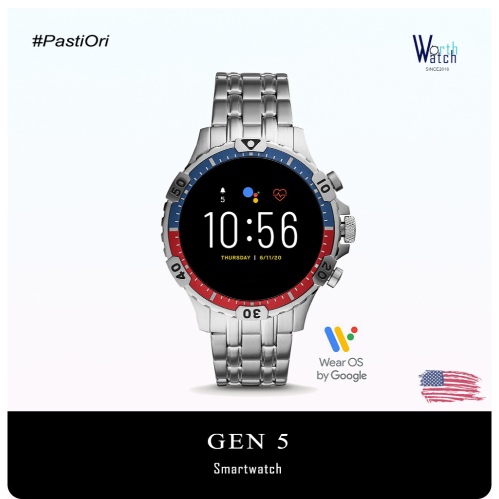 Smartwatch Pria Gen 5 Garrett HR Pepsi Silver Stainless Steel Original BNIB 46mm