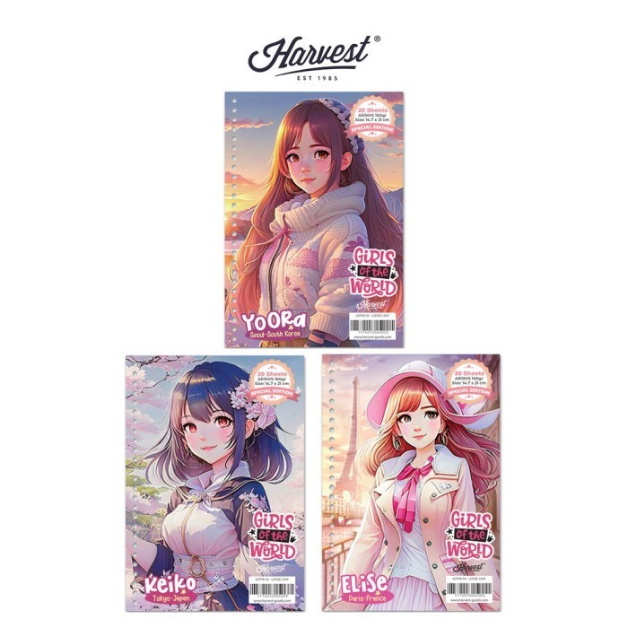 

COD Loose Leaf / Kertas Binder Harvest A5 Girls of The World isi 3 - BEST SELLER!