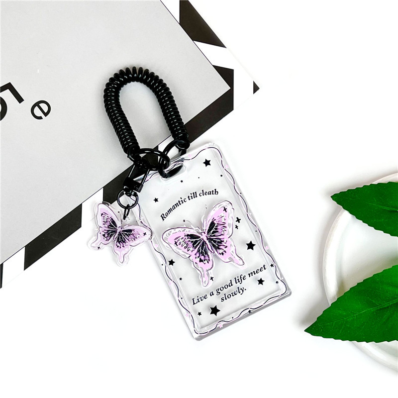 

Card Holder Hard Plastic Credentials Holder With Elastic Lanyard ID Card Case Butterfly Accessories With Pendant Name Tag Badge