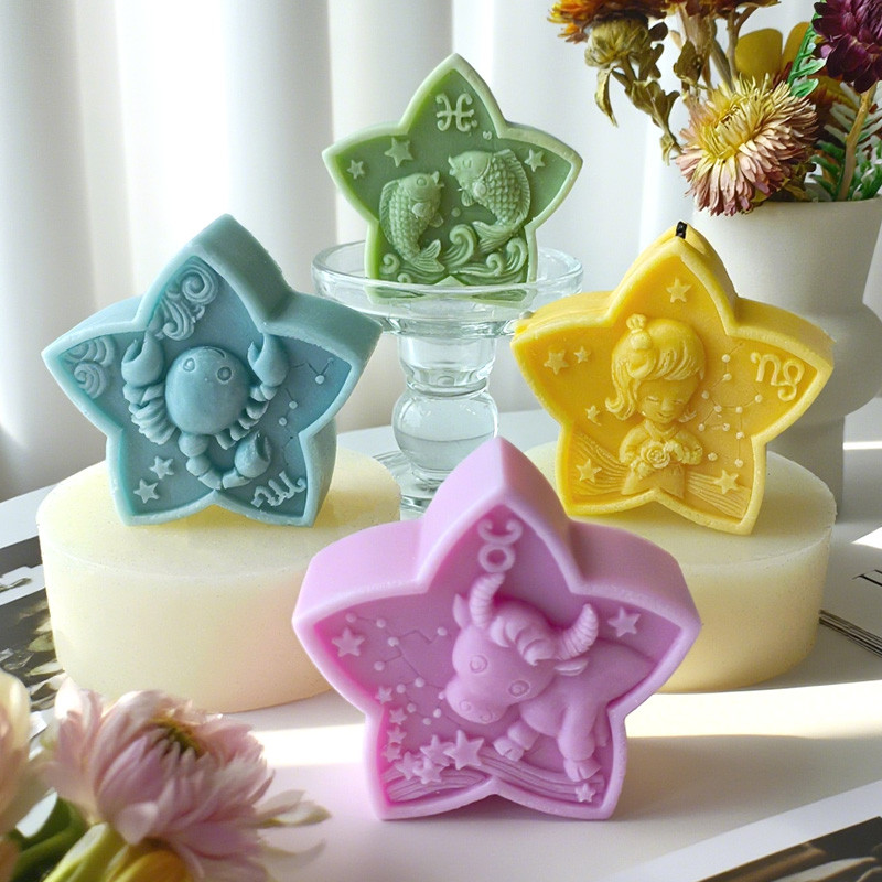 

Twelve Constellation Handmade Soap Silicone Mold DIY Pentagram Scorpio Aromatherapy Candle Gypsum Epoxy