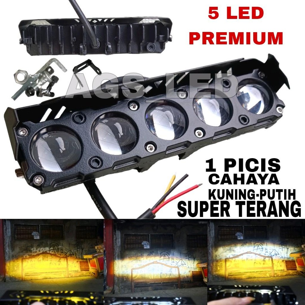 LAMPU SOROT LED SQL 5 MATA PREMIUM SUPER TERANG 75 WATT 12-24 VOLT ARUS DC / LAMPU SOROT MOTOR SQL 5