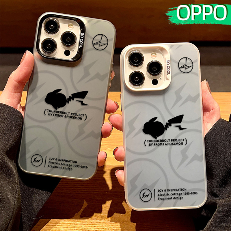 Simple Pikachu Glossy Hologram PC Case OPPO A18 A57 A16 A15 A17 A60 A3x A3s A5s A54 A53 A12 A31 A58 