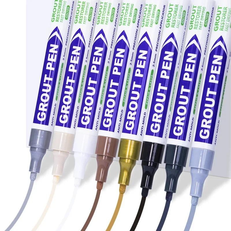 

1pc 8 Color Tile Marker Grout Pen Wall Seam Pen White Black Grey For Tiles Floor Bathroom Seam Dark Gray Golden Mocha Silvery
