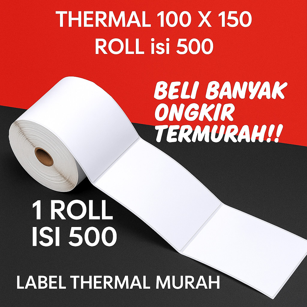 

Label Thermal 1 PACK (100 x 150) isi 500 lembar A6 KERTAS TERMAL GULUNG