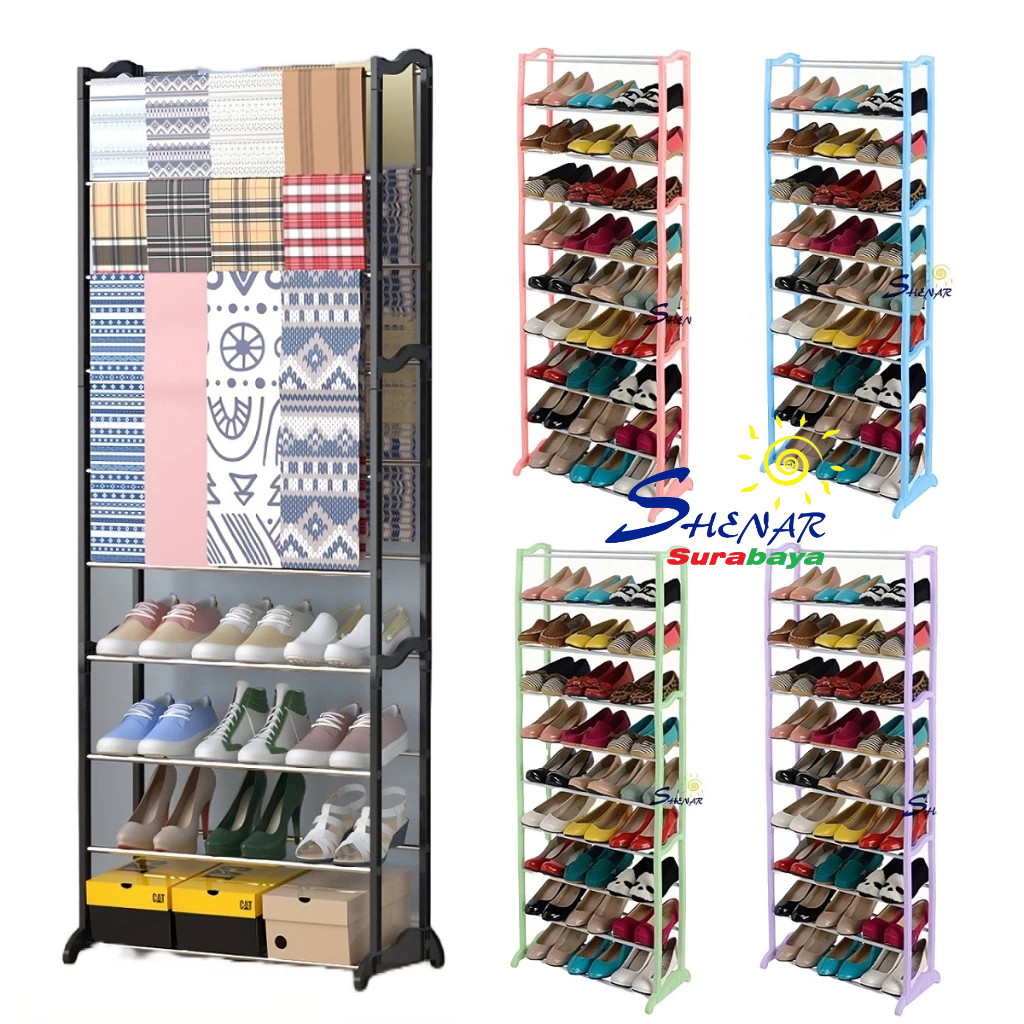 Rak Jilbab Tingkat Besi Anti Debu Multifungsi