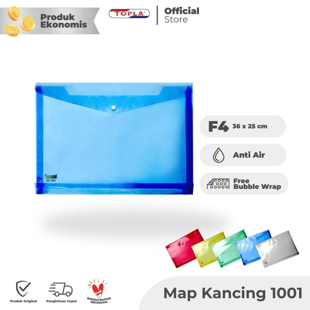 

Map Kancing 1001 Tebal map tipis merah kertas berkas kantoran file kancing ukuran F4 Topla