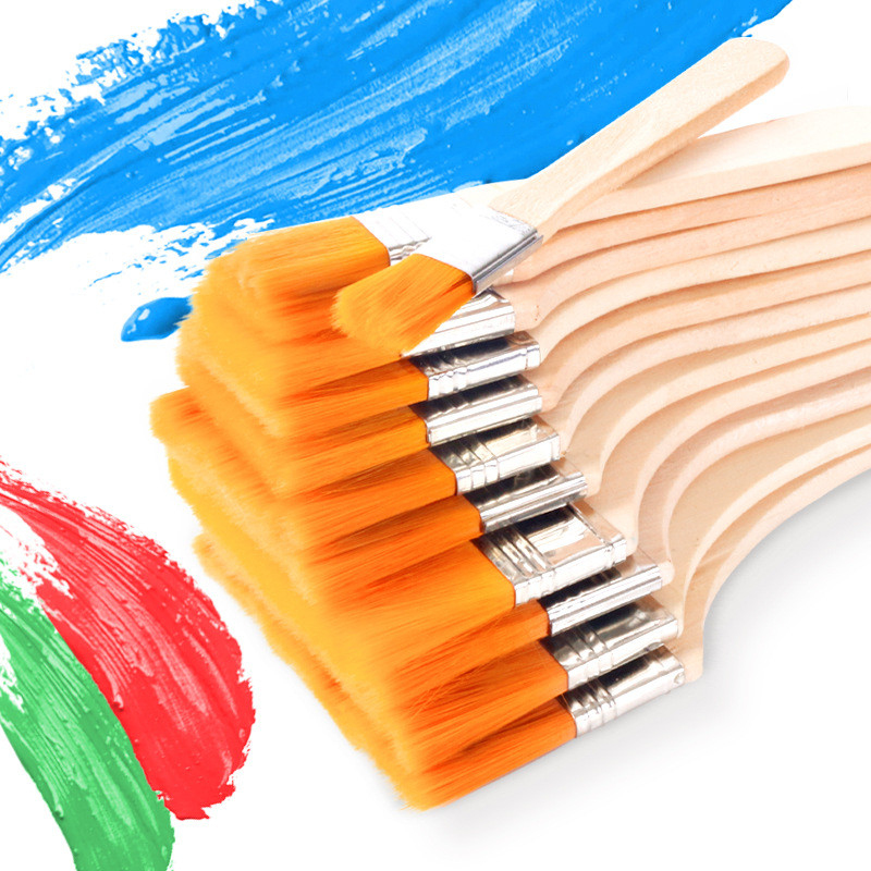 

12 pcs Nylon Hair Painting Brush Wood Handles Watercolor Painting Pen for Home Decorative Wall Acrylic Oil Drawing Art Supplies