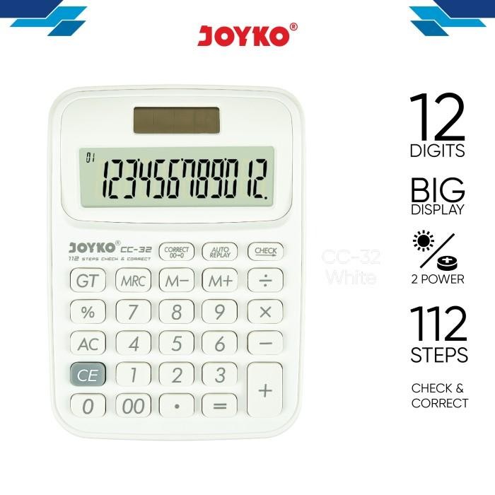 

⌞ Limited Stok⌝ - Terlaris Calculator Kalkulator Joyko CC-32 12 Digits Check Correct - Putih