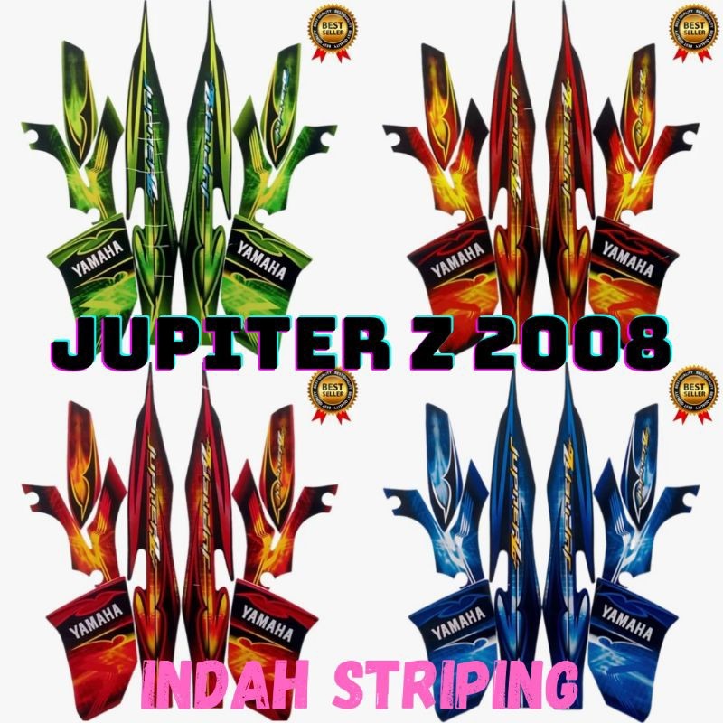 Striping Stiker Lis Motor Jupiter z Burhan Tahun 2008 Standart Pabrik Full Set Body Motor