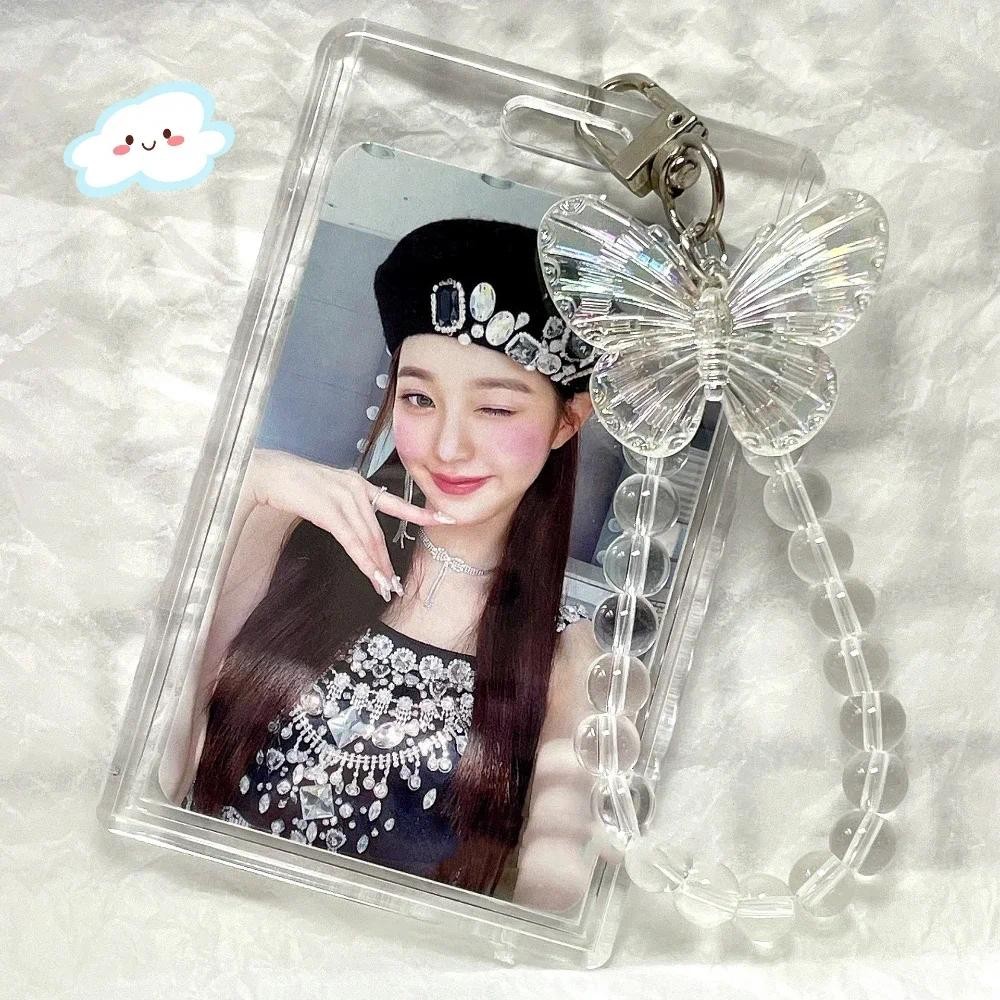 

1 Pc Transprarent Kpop Idol Photocard Holder with Pendant Acrylic Horizontal Vertical Student Card Organizer Picture Card Holder