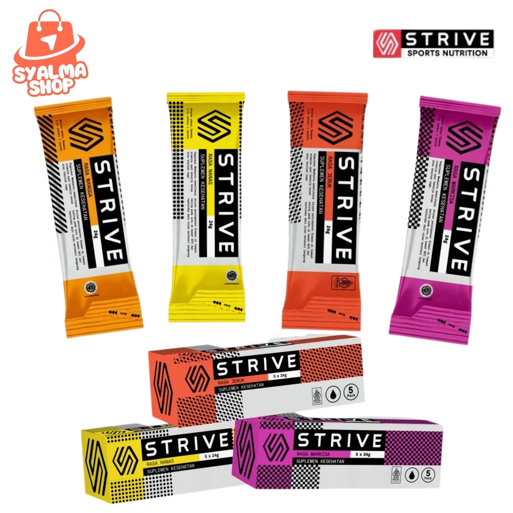 

Strive Energy Gel 1 Box isi 5 Sachet Penambah Energi Tenaga Lari Fitness Gym Halal Bpom