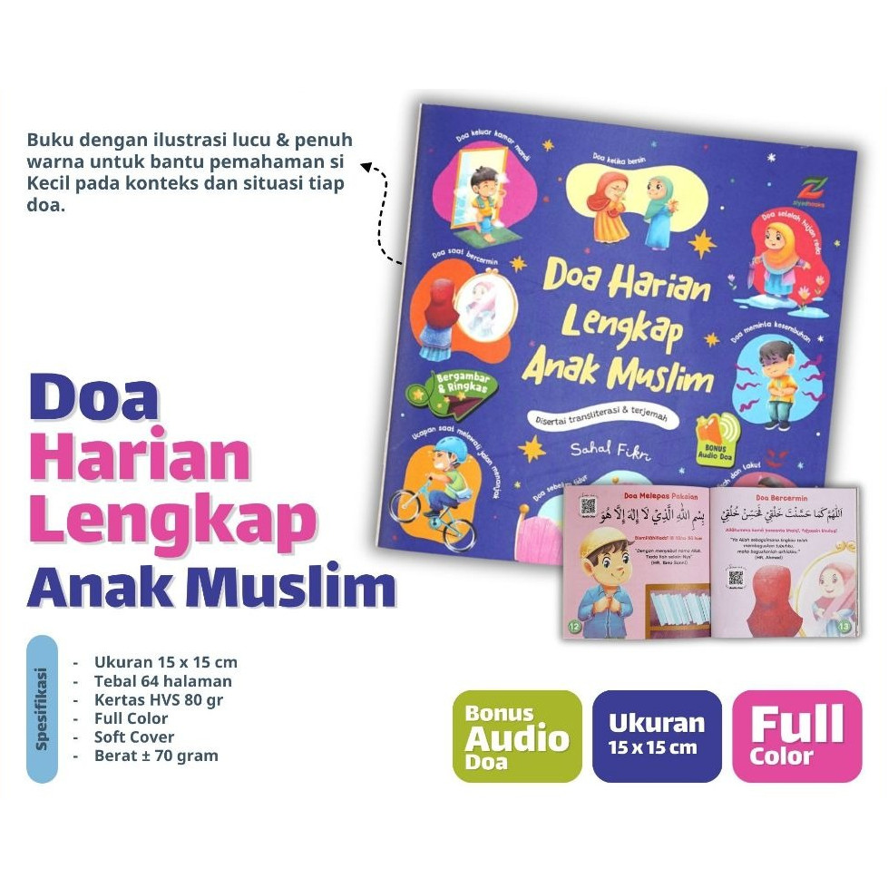 Ziyadbooks - Doa Harian Lengkap Anak Muslim -  (Buku Belajar Berdoa Keseharian dengan Gambar Menarik