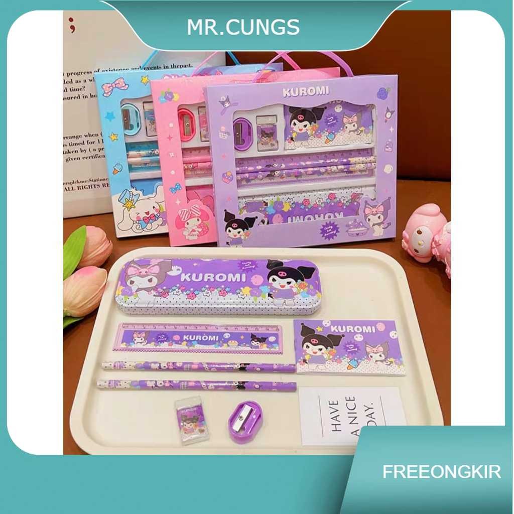 

SET ALAT TULIS / Stationery set 7 in 1 penggaris pensil penghapus rautan kotak pensil