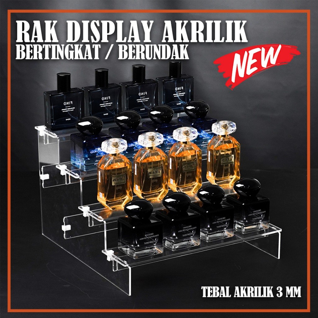 Rak Display Akrilik Tangga Susun Bertingkat 3/4/5 Tingkat Large