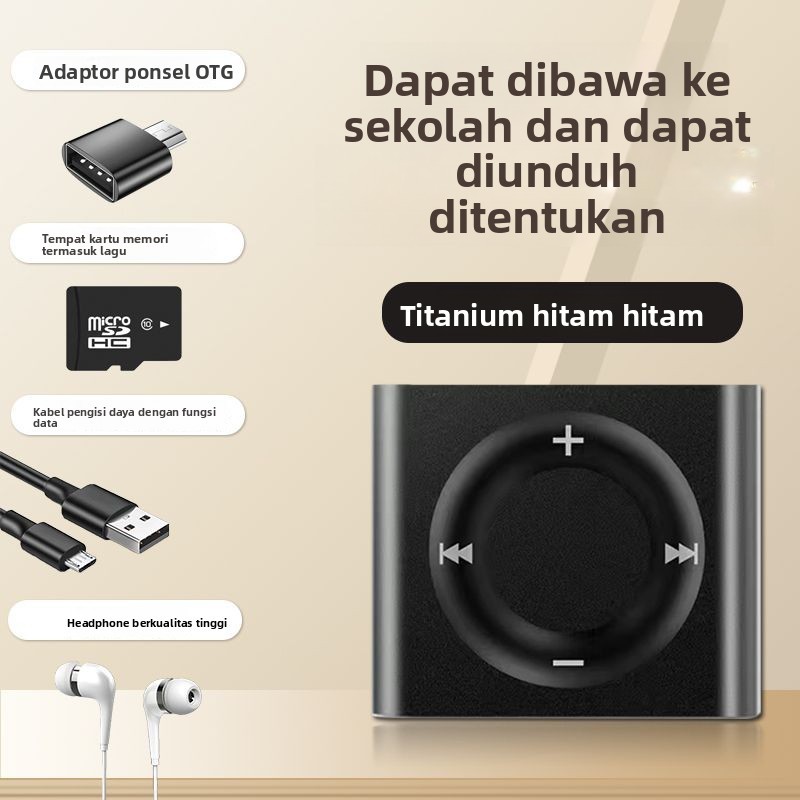 Pemutar Musik Portabel MP3 Pemutar Musik Mini Artefak Mendengarkan Logam Untuk Mendengarkan Bahasa I
